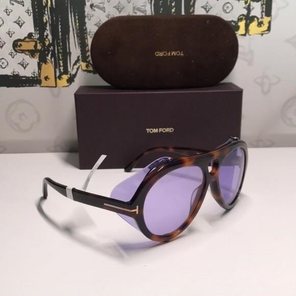 New Authentic Tortoiseshell Sunglasses with Purple Lenses TF882 53y","descriptio - Picture 10 of 13